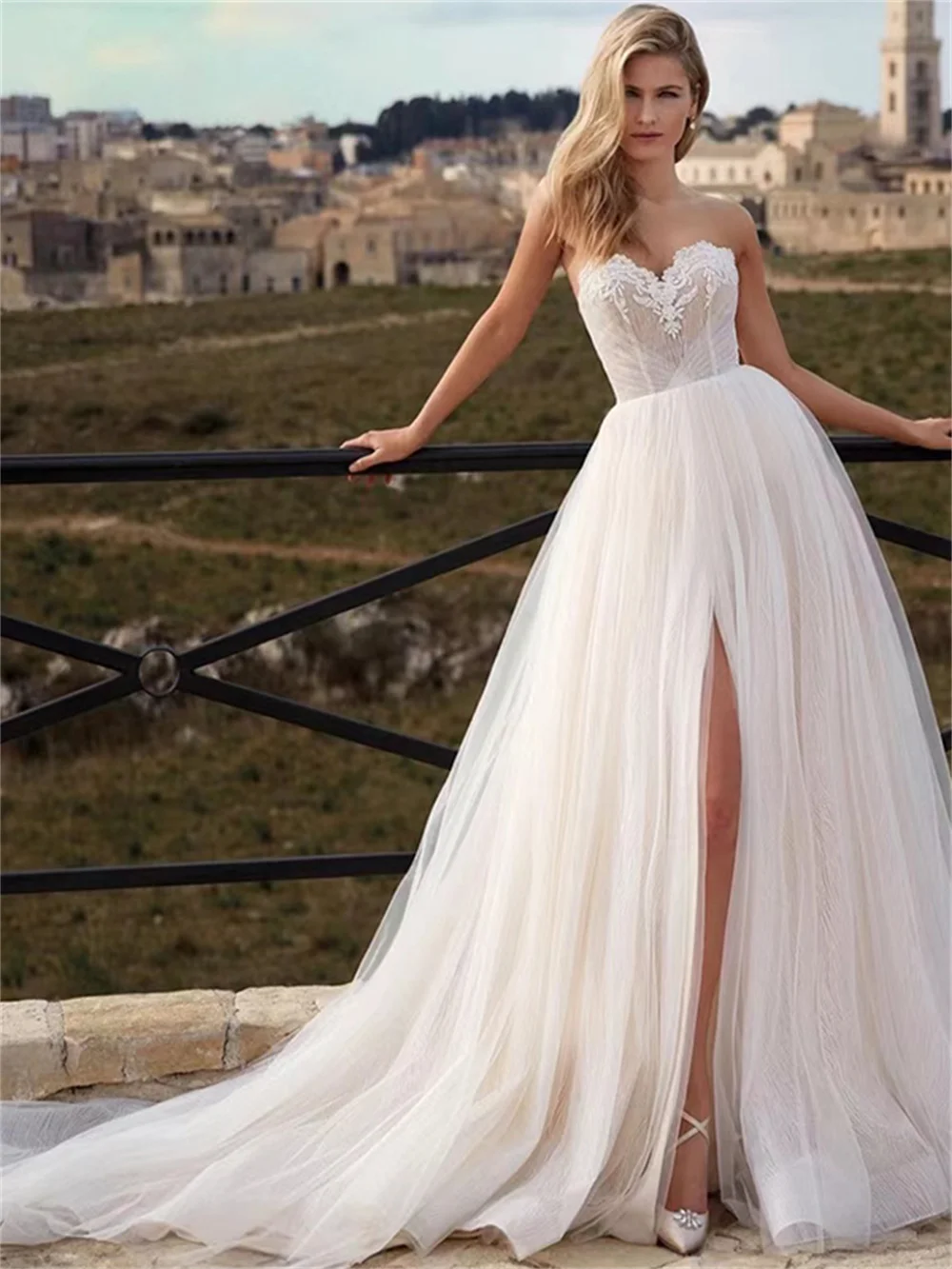 Vestido De Novia Sexy con apliques, traje De Novia elegante sin tirantes, largo hasta el suelo, 2024