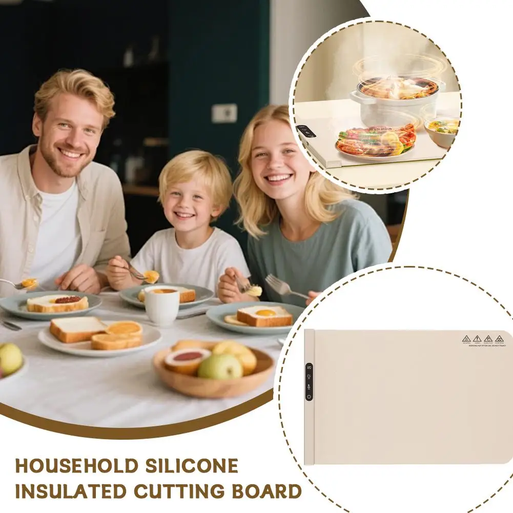 Foldable Electric Food Warmer Tray Silicone Heating Mat with 6 Temp Settings Fast Even Warming for Meals & Coffee