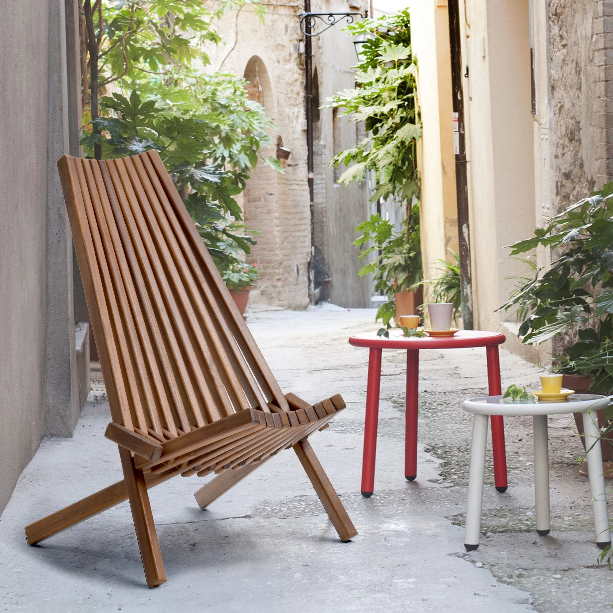 Modern Outdoor Foldable Solid Rosewood Sun Lounger Chair-Durable Eco-Friendly & Tilting