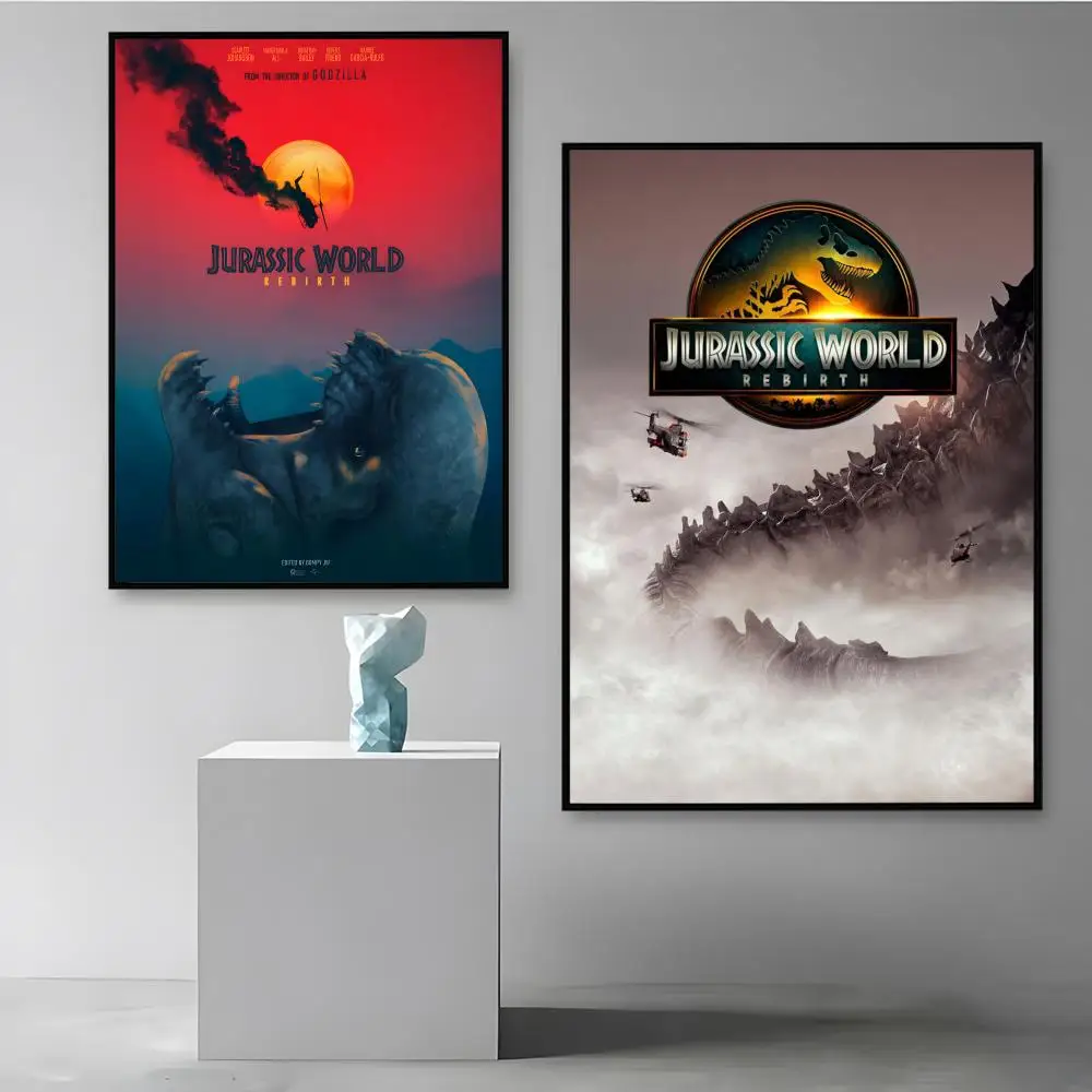 فيلم J-Jurassic World R-Rebirth ملصق HD جدارية فنية Wallart مقاوم للماء خمر طباعة ديكور للمنزل الديكور لتقوم بها بنفسك دائم