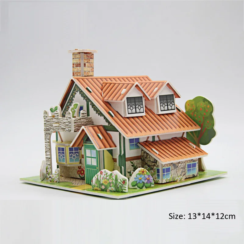 6 ピース/セット紙カード 3D パズルハウスモデル親子インタラクションクリエイティブ手作り DIY パズル