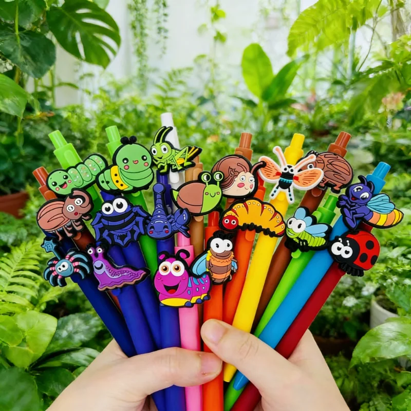 6/12/18 Stück kreative einziehbare Kugelschreiber der Insect World Series, lustiges Insekten-Design, schwarzer Tintenstift, Büro- und Lernschreibwaren
