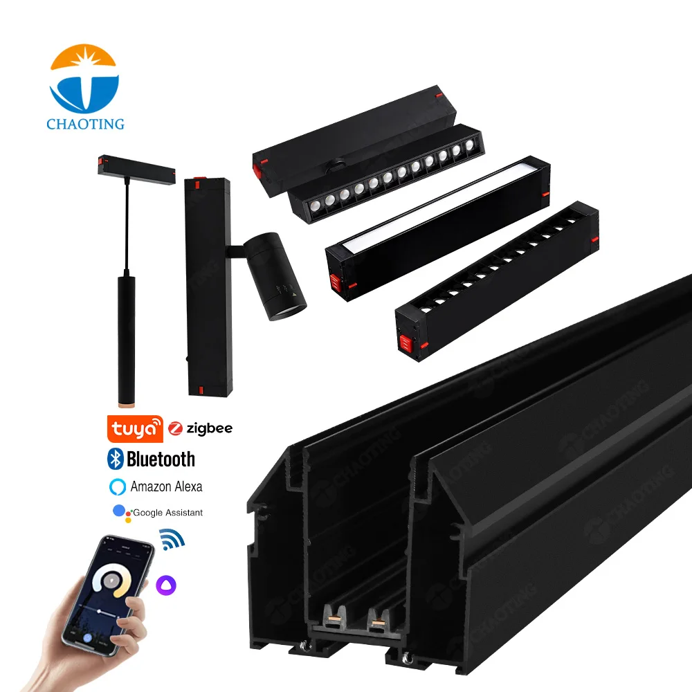 

Tuya App Bluetooth Wifi Magnetic Track Spot Light LED Lamps Smart DC220V Magnet Track Light Rail Light For Stretch Ceiling Track