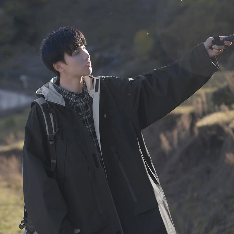 سترة رجالية عتيقة مقاومة للماء ومضادة للرياح للاستخدام الخارجي على الطراز الجبلي الأمريكي ملابس عمل عملية معطف ربيعي ياباني ريترو ملابس الشارع