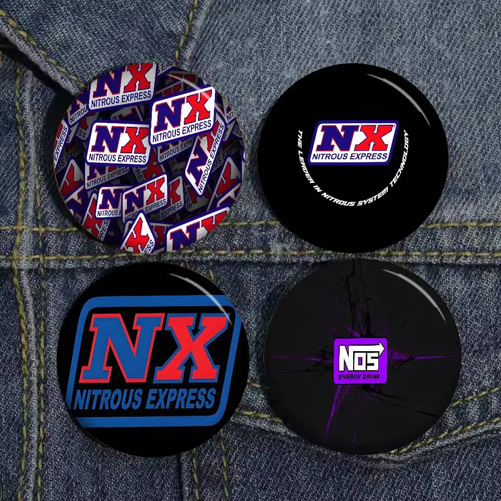 NX N-Nitrous E-Express 32/44/58mm Round Cartoon Brooches Handmade Pins for Backpack Jewelry Accessories Gifts Creative Badge