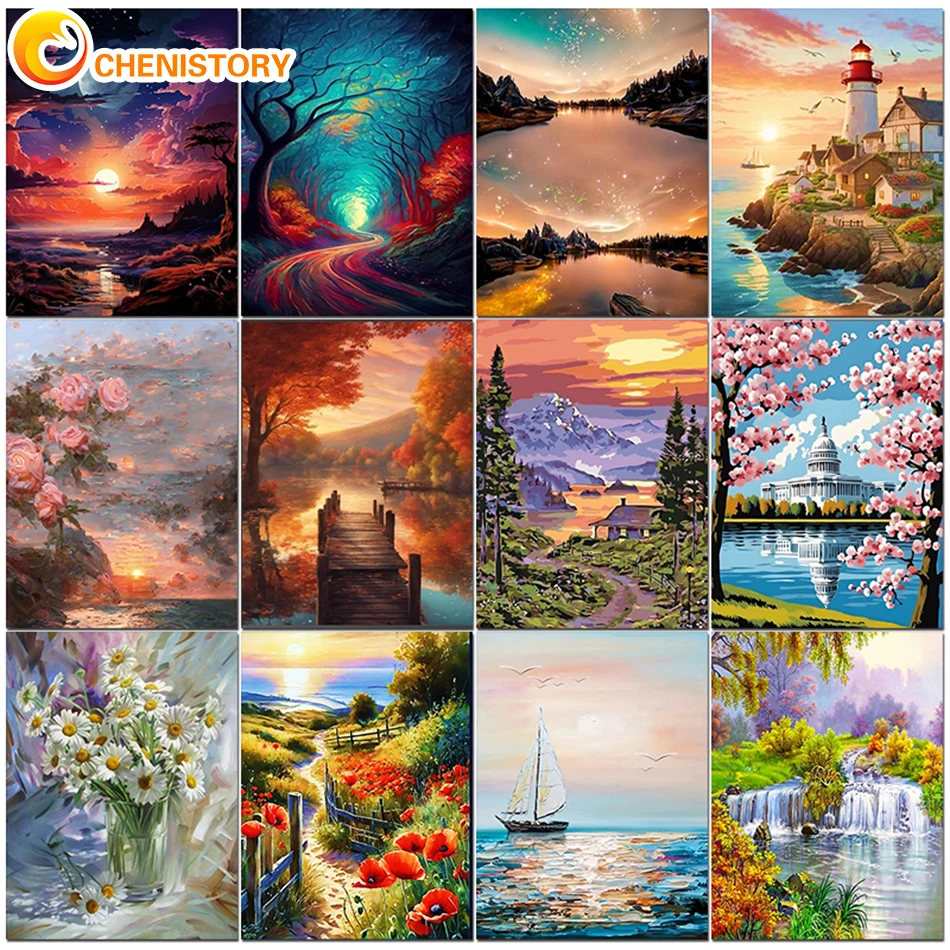 

CHENISTORY 40x50cm DIY Oil Painting By Numbers Kit Acrylic Paint By Numbers Landscape Painting Numbers On Canvas By Numbers Set