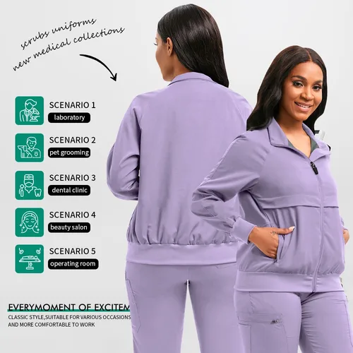 Imagen 2 del producto Tops de trabajo médico, chaqueta quirúrgica, abrigo de laboratorio de manga larga Multicolor, Tops de médico y enfermera, prendas de vestir exteriores de alta calidad Unisex