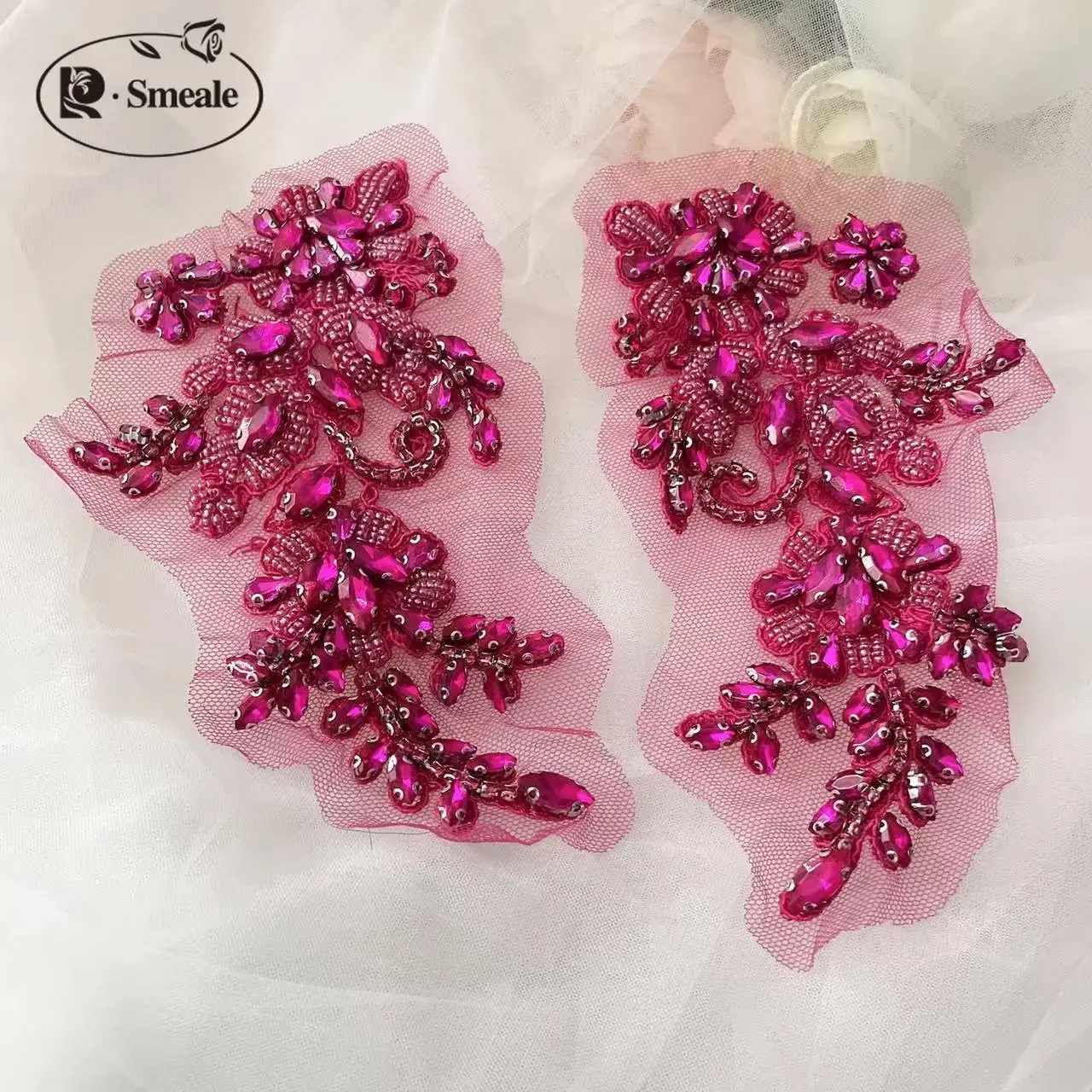 Handgenähte Strassblume für Hochzeitskleid, Strassmäntel, verspiegelte Schultern, DIY-Patch, Glasbohrer, funkelnde Blumen