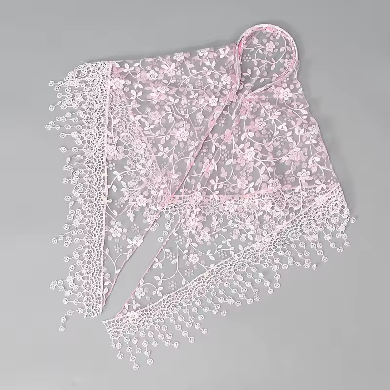 Elegant Lace Scarf Hollow Out Embroidery Foulard Bandana Solid Color Triangular Scarf Thin Vintage HandkerChiefs for Hair Woman - Image 41