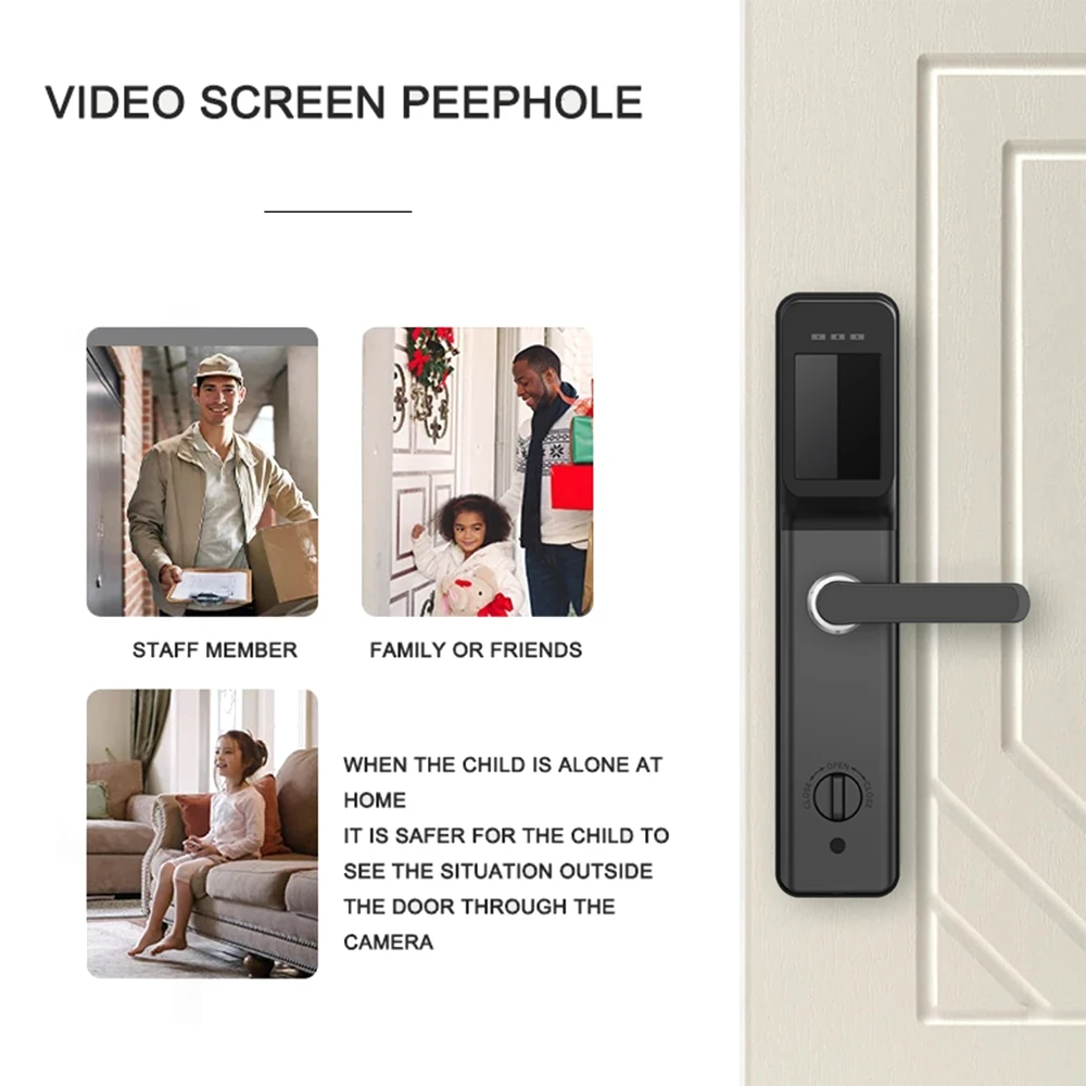 Smartlock WIFI Cerradura Inteligente أقفال الأبواب ببصمة الإصبع عن بعد فتح بصمة قفل الباب الذكي مع قفل الكاميرا الذكية #3