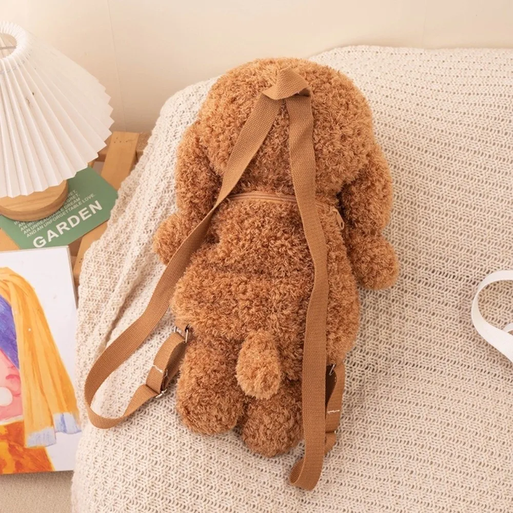 Plush Teddy Dog Backpacks Kawaii Brown Khaki Student Schoolbags Cute Animals Poodle Shape Stuffed Puppy Backpack Girls Fashion