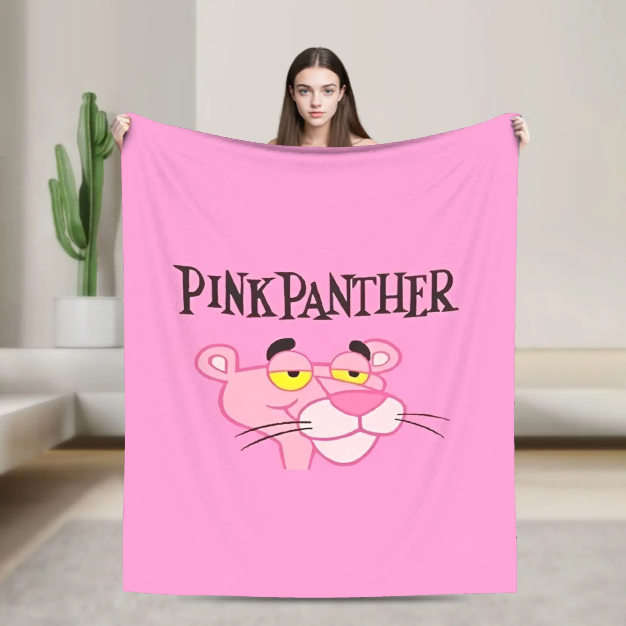 

P-Pink P-Panther Face Cartoon Blanket Flannel Super Warm Throw Blanket for Bedroom Sofa Bed Rug