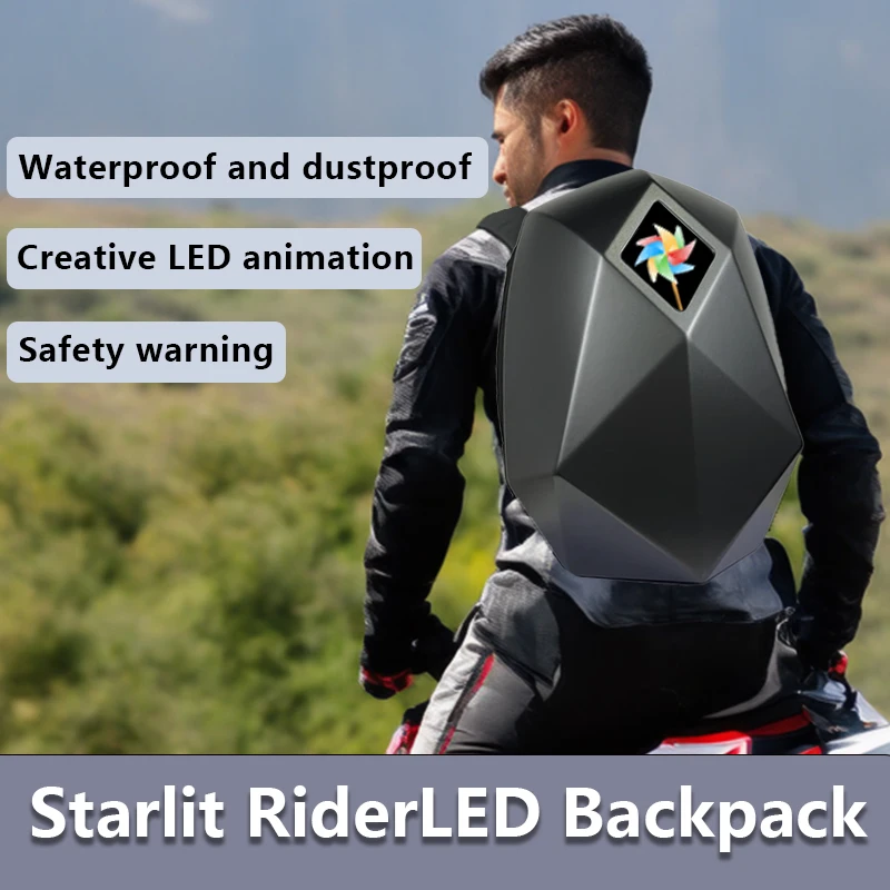

LED display Motorcycle Backpack Fashion Knight Cycling Helmet Bluetooth Waterproof Hard Shell Laptops Bags Personality