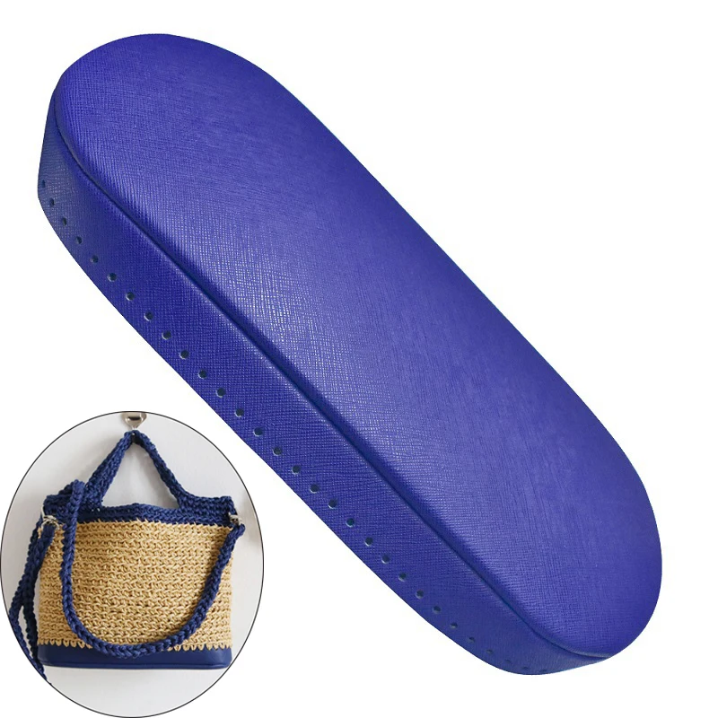32x12cm High Quality PU Leather Bag Bottom Base Shaper Cushion Pad for Crochet Bucket Bag Purse Blue Black Beige