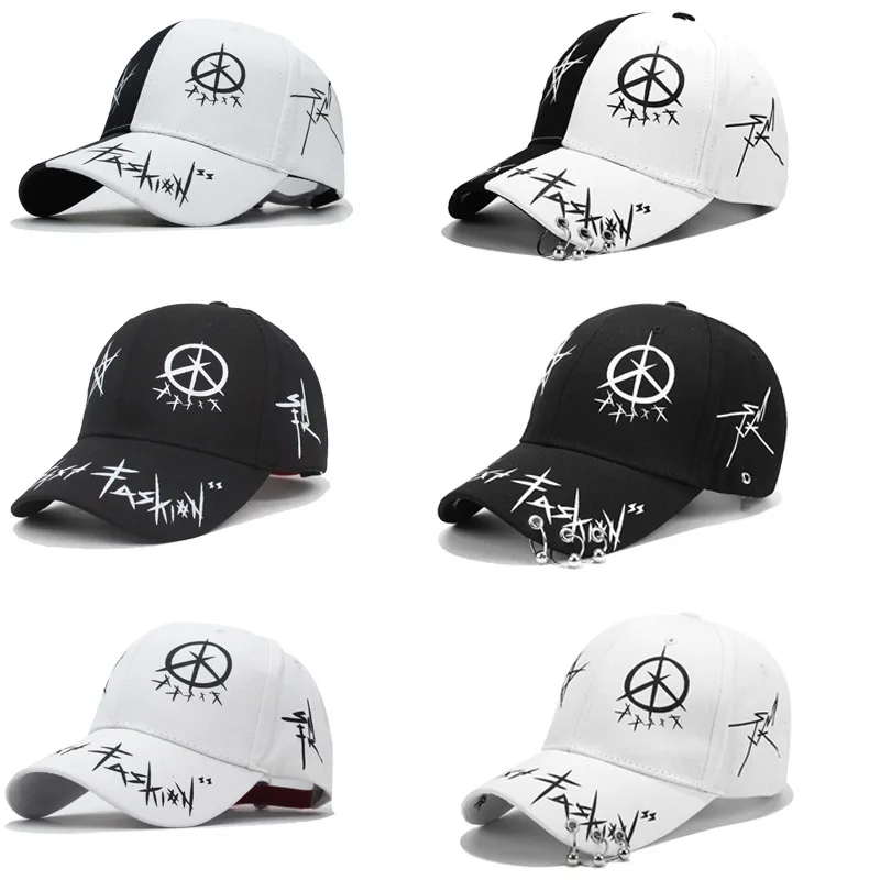 Gorra de béisbol con estampado de grafiti para hombre y mujer, sombrero de béisbol con anillo, círculo, Snapback, ajustable, estilo coreano, Unisex