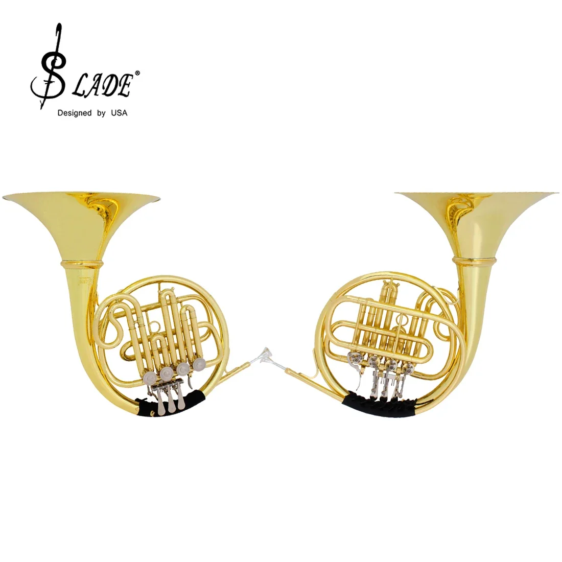 SLADE Bb French Horn Brass Body 4 Keys French Horns with Case Professional Brass Instruments B Flat Golden Split French Horn