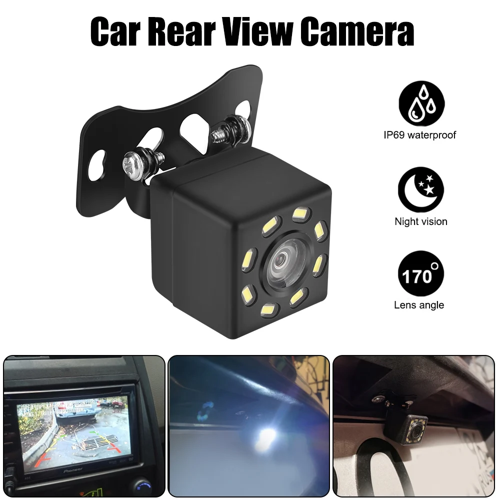 Lens Fisheye LED Night Vision Backup Parking Reverse Camera Car Rear View Camera 170° Wide Angle Universal