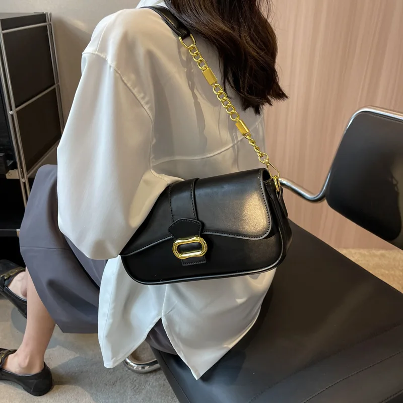 

Texture PU Leather Underarm Small Bag For Women New Fashion Chain Square Bag Summer Popular One Shoulder Crossbody Bag