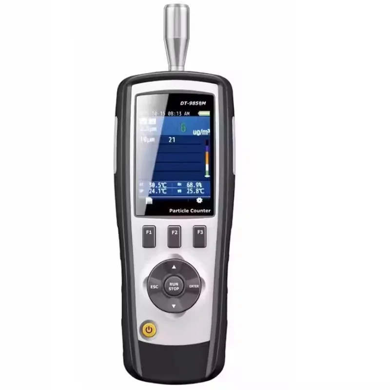 

DT-9850M профессиональный портативный воздушный лазер PM0,3, PM2,5, PM10um счетчик частиц маяка для чистых помещений