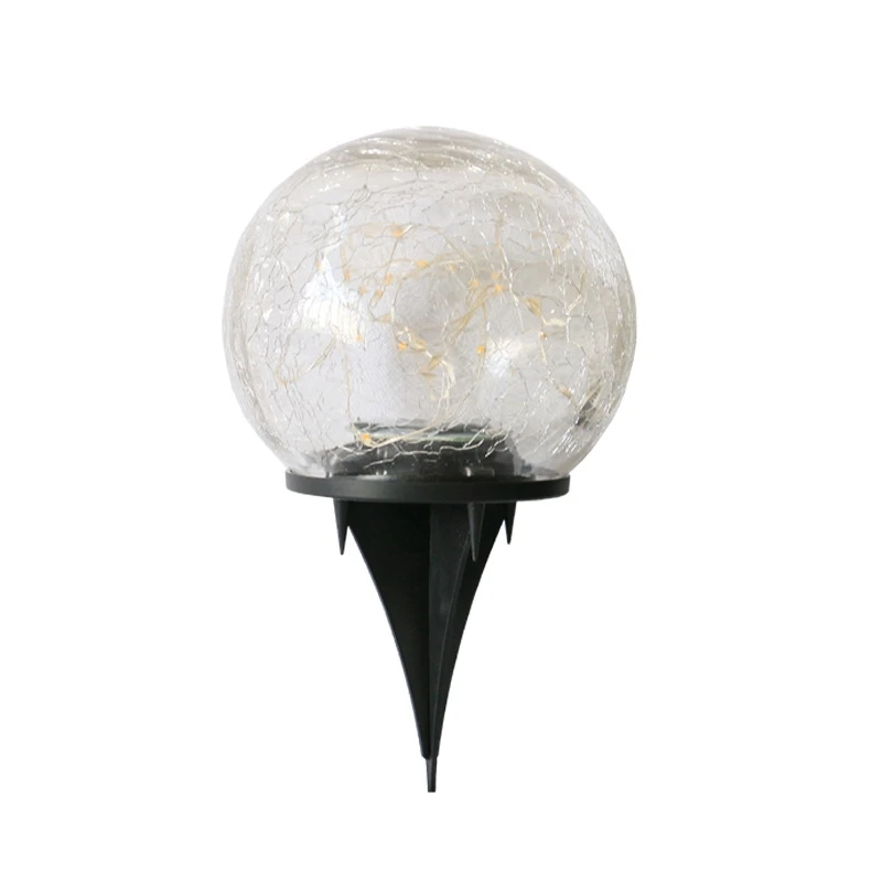 

Solar Garden Lights Outdoor Cracked Glass Ball Waterproof Warm White LED Lamp For Garden Decor Yard Art Pathway Patio