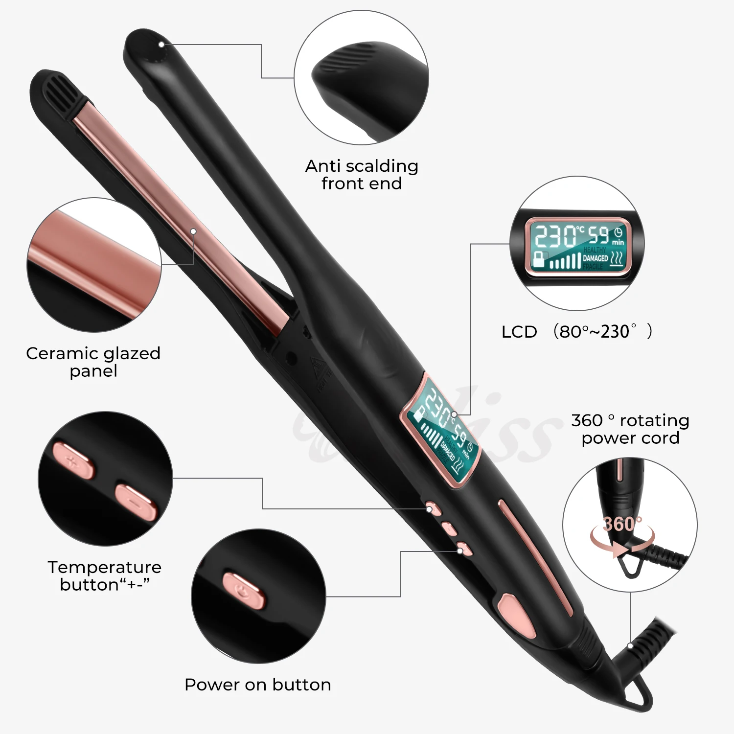 Mini Professional 2 in 1 Portable Hair Curler Hair Straightener Flat Iron Hairs Straightening Iron Styling Tools