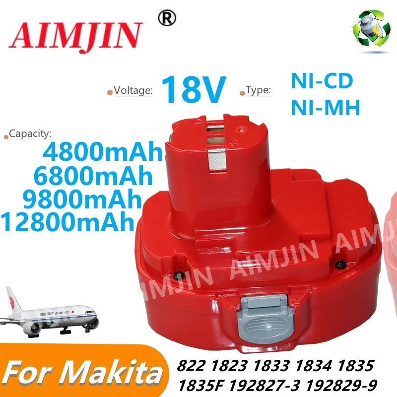 

for Makita PA18 4800mAh 18V 6800mAh 9.8/12.8Ah Ni-MH Battery Replace for Makita 18V PA18 1822 1823 1833 1834 1835 1835F192828-1