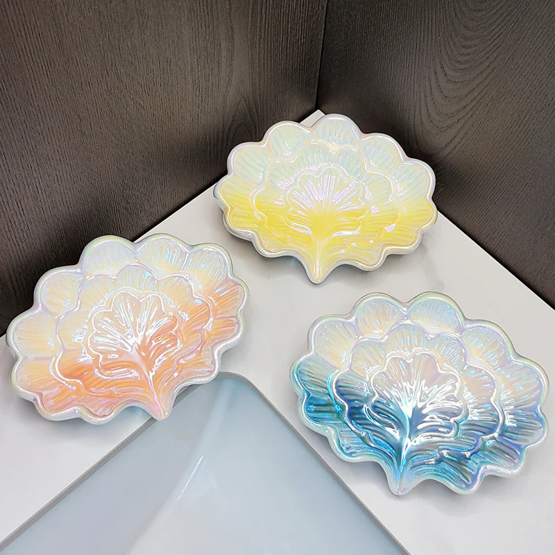 

Креативная керамическая коробка для мыла, легкая роскошная мыльница в форме листа, стеллаж для хранения кухонных принадлежностей для дома, отеля, ванной комнаты, 1 шт.