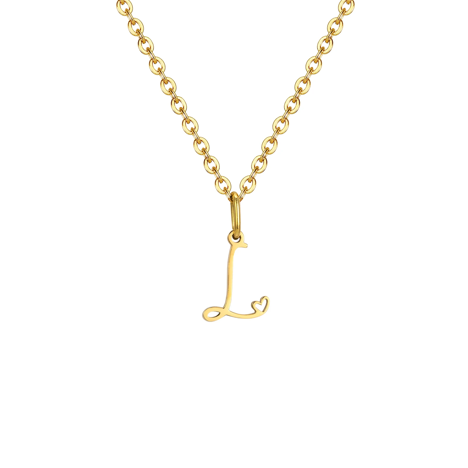 Zierliche Herz-Initial-Halskette für Damen, vergoldeter A-Z-Buchstaben-Anhänger, wasserdichter Edelstahl-Monogramm-Schmuck, personalisierbar.