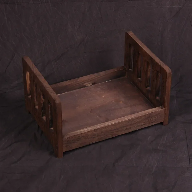 Children\'s Wooden Bed Detachable Vintage Mini Bed Baby Photo Shoot Furniture Chair Newborn 100 Days Baby Photography Props