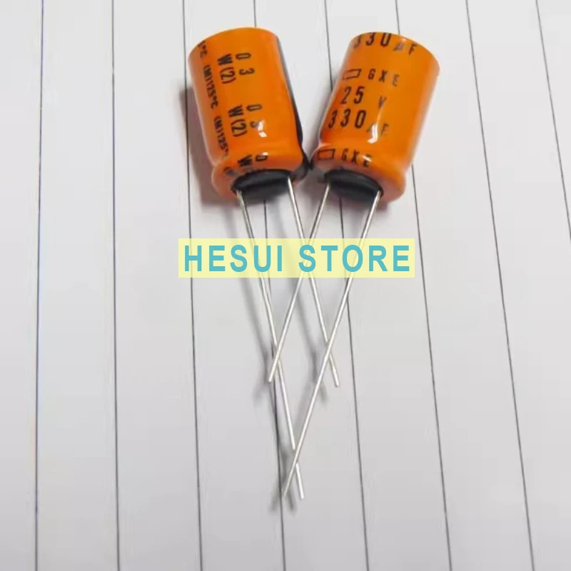 10PCS Black diamond electrolytic capacitor 25V330UF 10X16 GXE high temperature resistance 125 degrees 330UF25V
