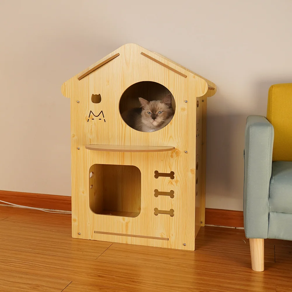 

Four Seasons Pet Wooden House Cat's Nest Kennel Bedroom Home Wooden Splicing Assembly Cat And Dog Universal House
