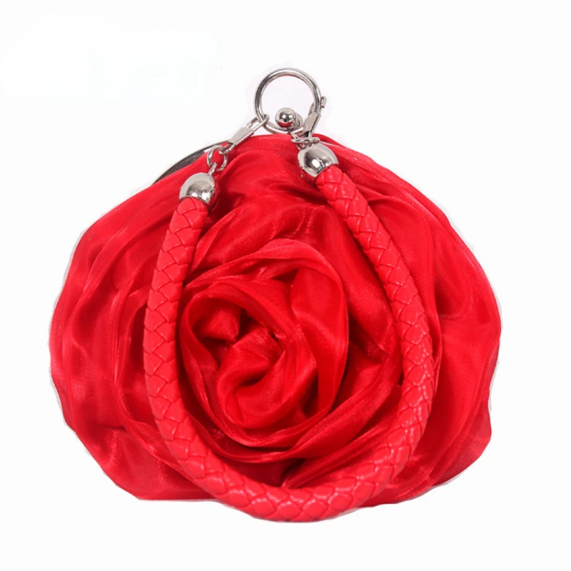 Vintage Ladies Floral Evening Bag Woman Fashion Rose Flower Chain HandBag Bridal Wedding Party Clutch Dinner Small Purse Bolso