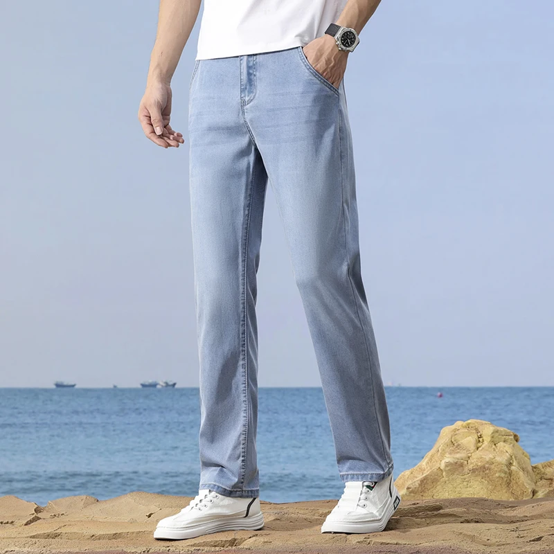 2026 Spring Summer Lyocell  Thin Denim Fit Straight Pants Baggy Jeans  Denim  Y2k Clothes