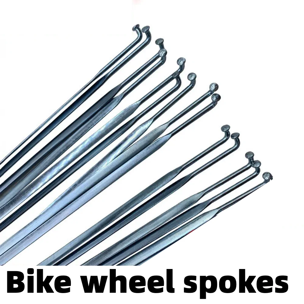 14G 251-280mm 40pcs Zinc-Plated J-Bend Flat Carbon Steel Spokes with Nipples for Mountain Bikes and E-Bikes Bicycle Parts