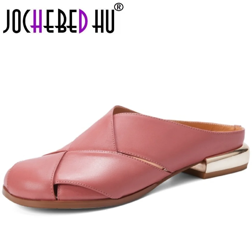 

【JOCHEBED HU】женские летние слипоны ручной работы из натуральной кожи с плетеным ремешком на плоской подошве, мягкие удобные сандалии, обувь 34-40