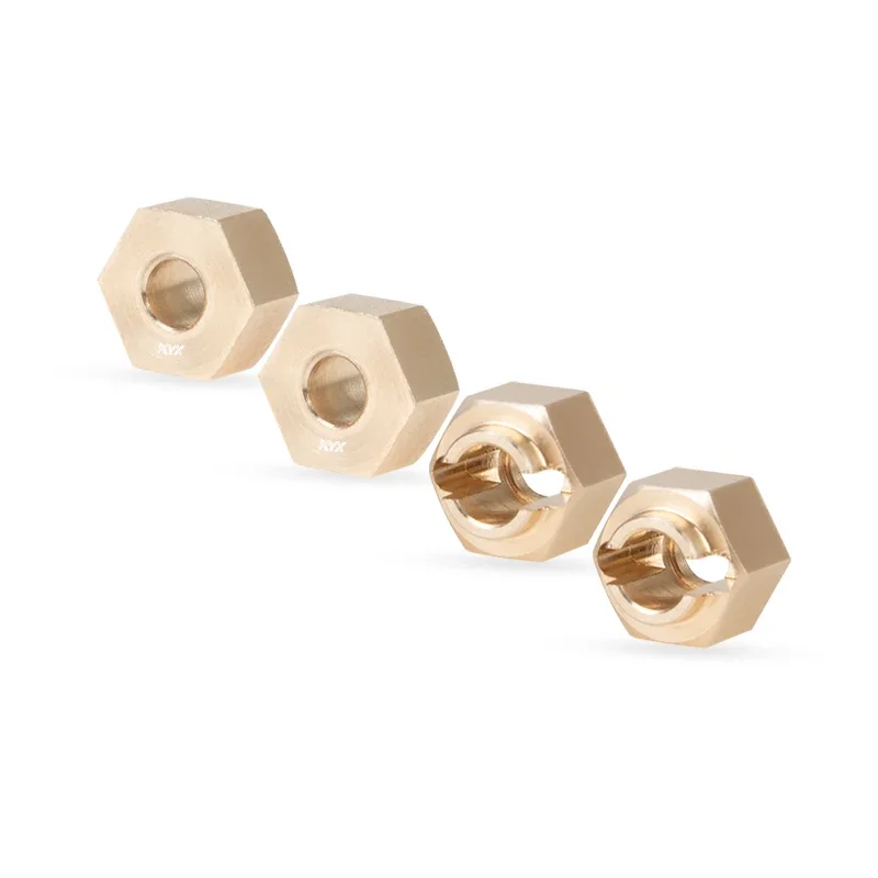 KYX Racing CNC Brass Wheel Hubs Hex 4pcs Upgrades Parts Accessories for 1/18 Scale RC Crawler Car Traxxas TRX4M