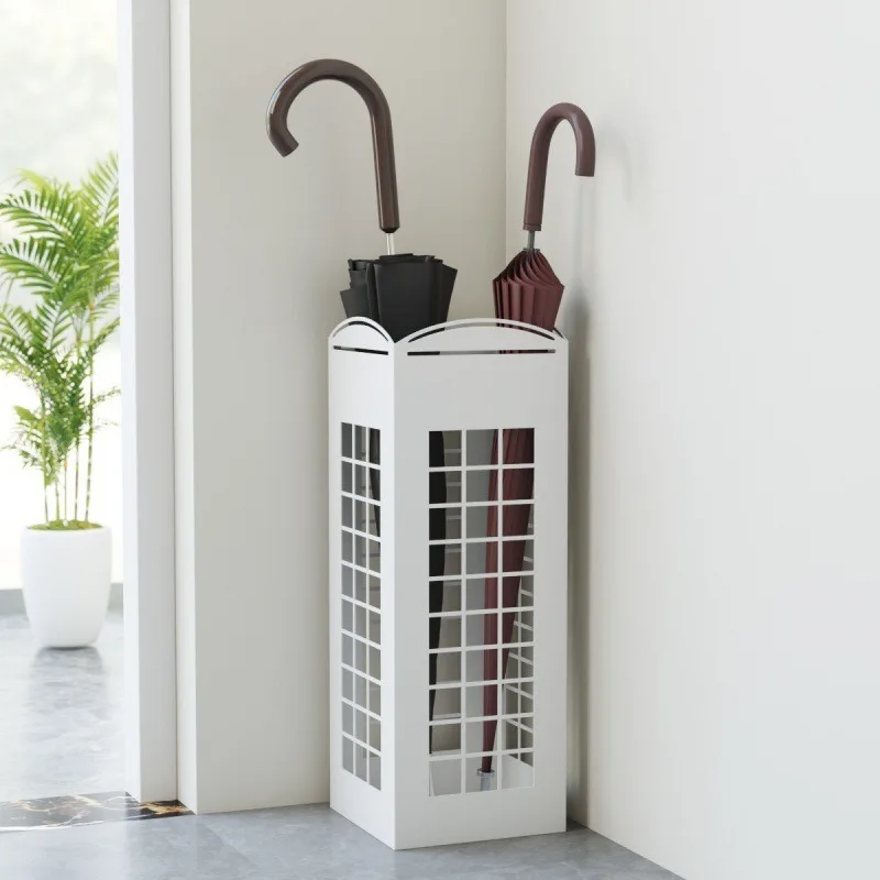 Grid Metal Umbrella Holder Hollow Freestanding Umbrella Stand Entryway Hallway Rain Umbrella Storage Bucket Decorative Organizer