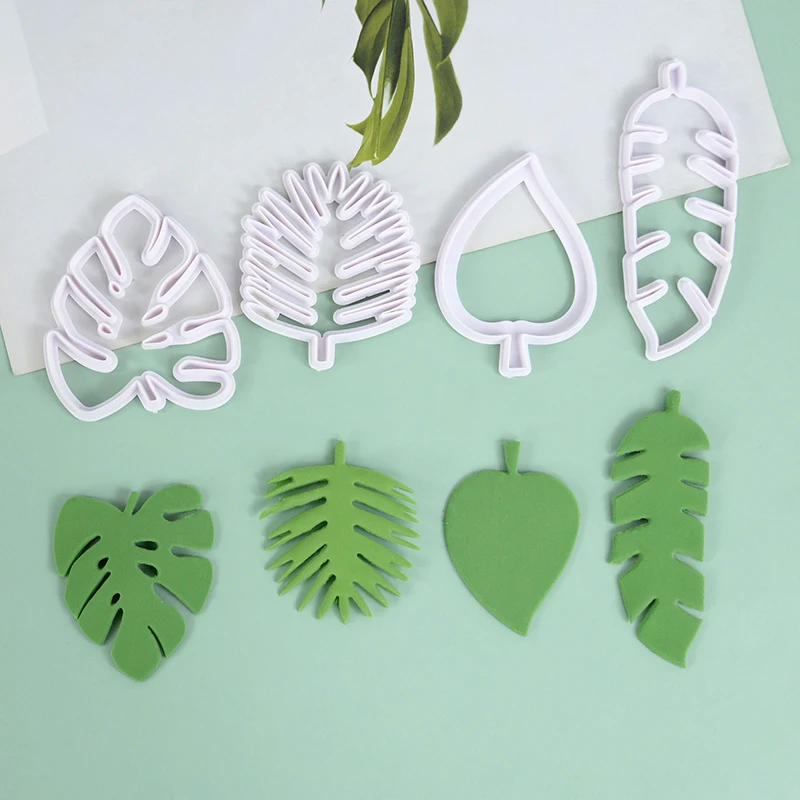 

4pcs Palm Trees Leaf Biscuit Mold 3D Cookie Cutter Pastry Decorating Tools DIY Fondant Baking Mould Tool Chocolate Candy Moulds