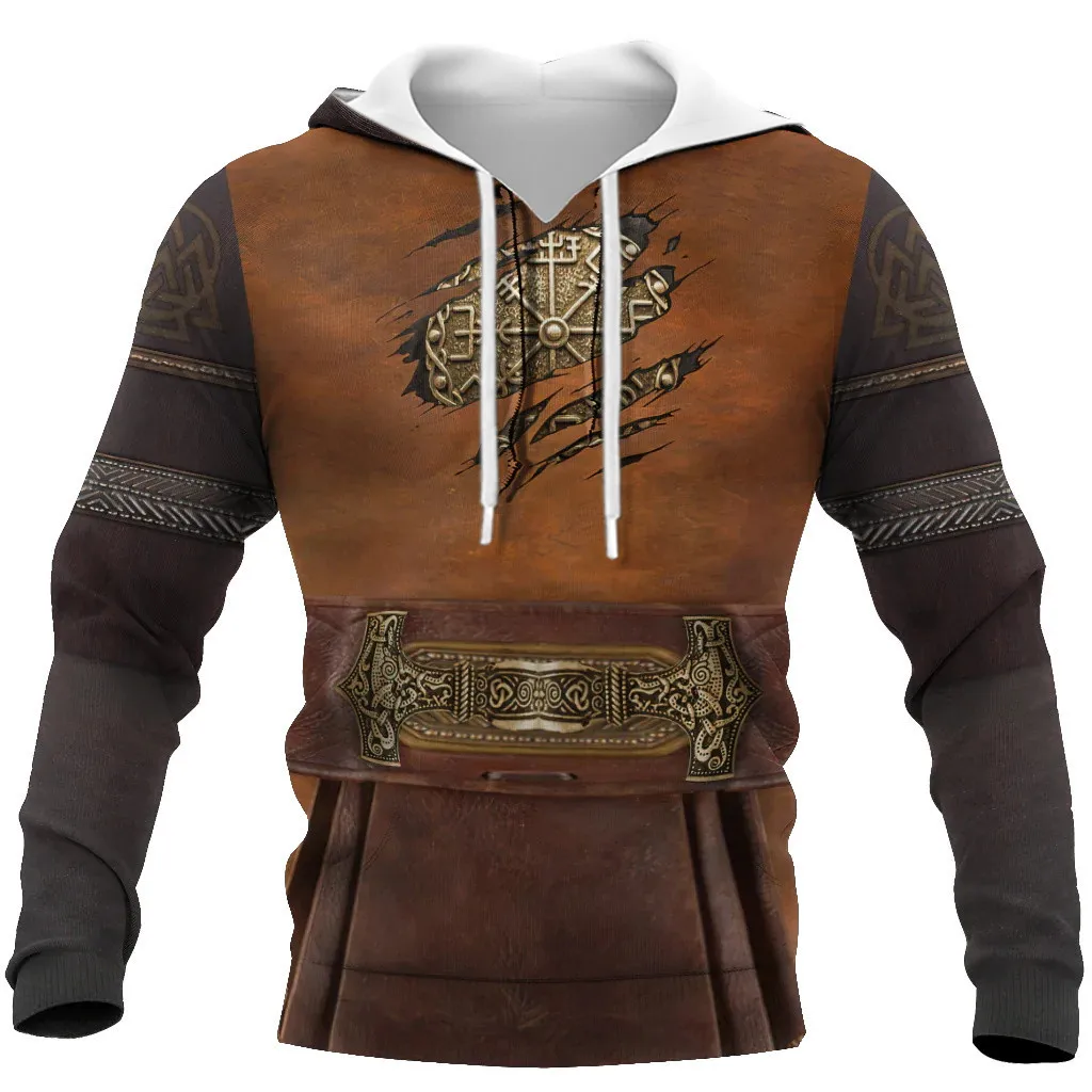 CLOOCL Fashion Mens Sweatshirt Retro Viking Armor Tattoo Pattern 3D Printed Hoodies Zip Coat Jacket Tracksuit Men Tops S-7XL