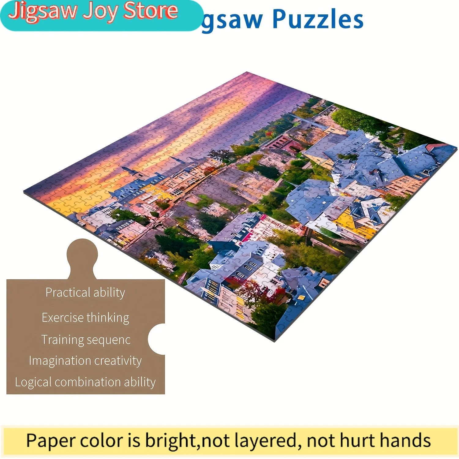

Jigsaw Puzzles - Luxembourg City Scenery, Wooden Interlocking Pieces, Scratch-Resistant, Ideal for & Families, Enhances Pract