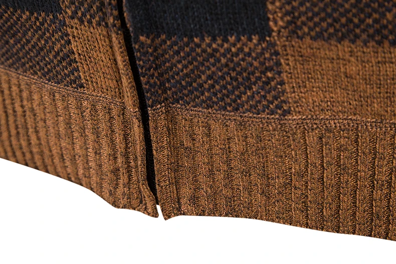Männer Neue Winter Plaid Pullover Mit Kapuze Strickjacke Kalten Mantel Wolle Zipper Jacke Herbst Fleece Warme Kleidung Karierten Stricken Jumper – Detail 13