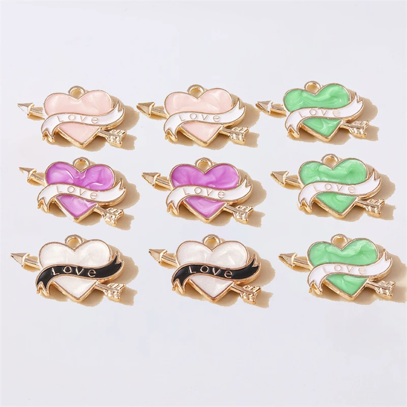 

Duarte 20Pcs/Lot Cute Enamel Love Heart Charms Pendants for Jewelry Making Drop Earrings Necklaces Bracelets DIY Crafts Supplies