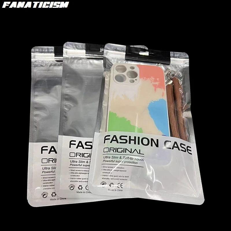 Laser Mobile Phone Case Packaging Bag Gold Transparent Aluminum Foil Case, Plastic Self Sealing Ziplock Bag, Phone Cover Packing