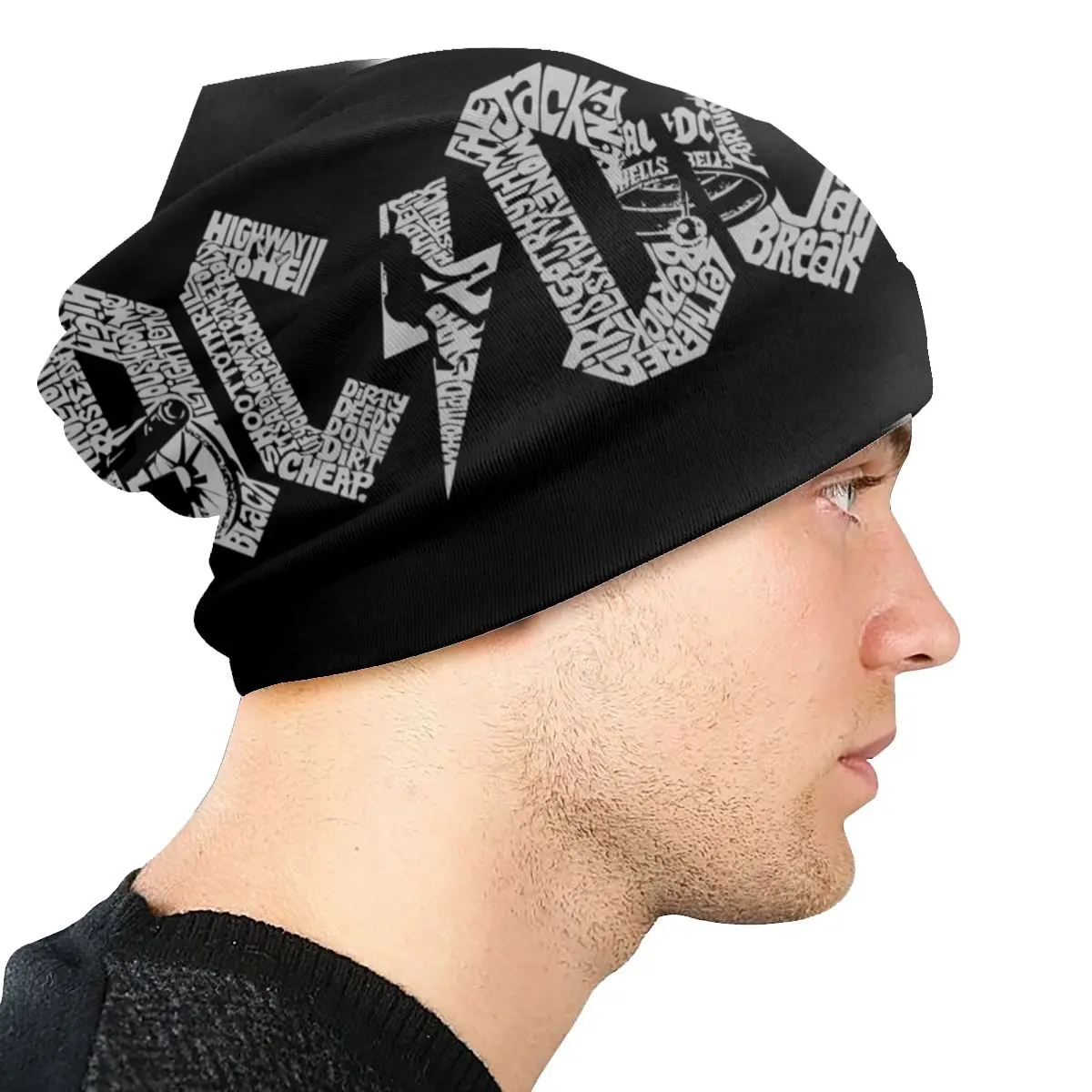 AC DC Albums Rock Roll Bonnet Homme Cool Knitting Hat For Men Women Warm Winter Heavy Metal Band Music Beanies Caps