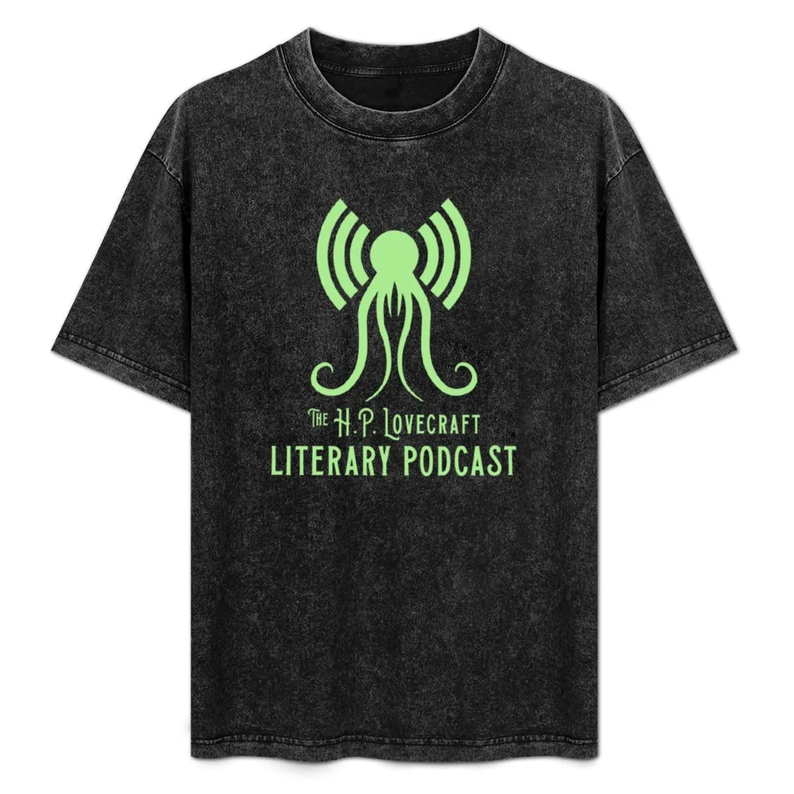 The H.P. Lovecraft Literary Podcast Logo and Title - Green T-Shirt oversizeds custom shirt outfits for men