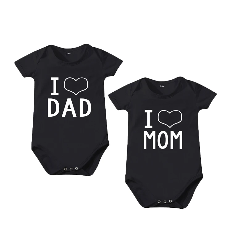 0-24 Months Twins Baby Boy Girl Clothes Love Dad Mom Letter Printing Onesies Cotton Short Sleeve Bodysuits 2Pcs Set Baby Outfits