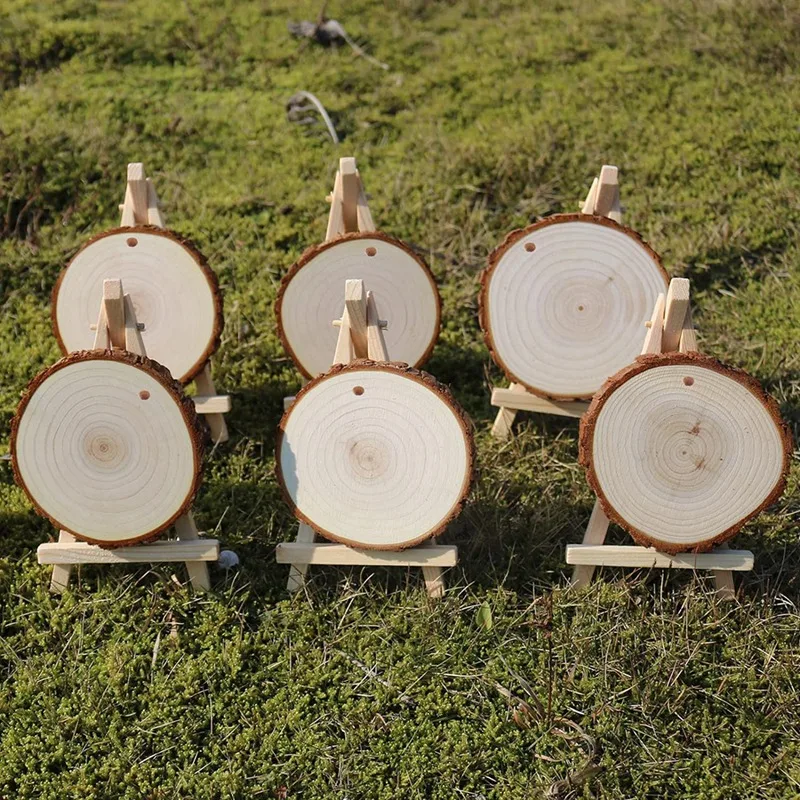 30 Stück natürliche Runden unvollendete Holz kreise Holz verzierungen Handwerk liefert Holz scheiben 3,5-4,0 Zoll