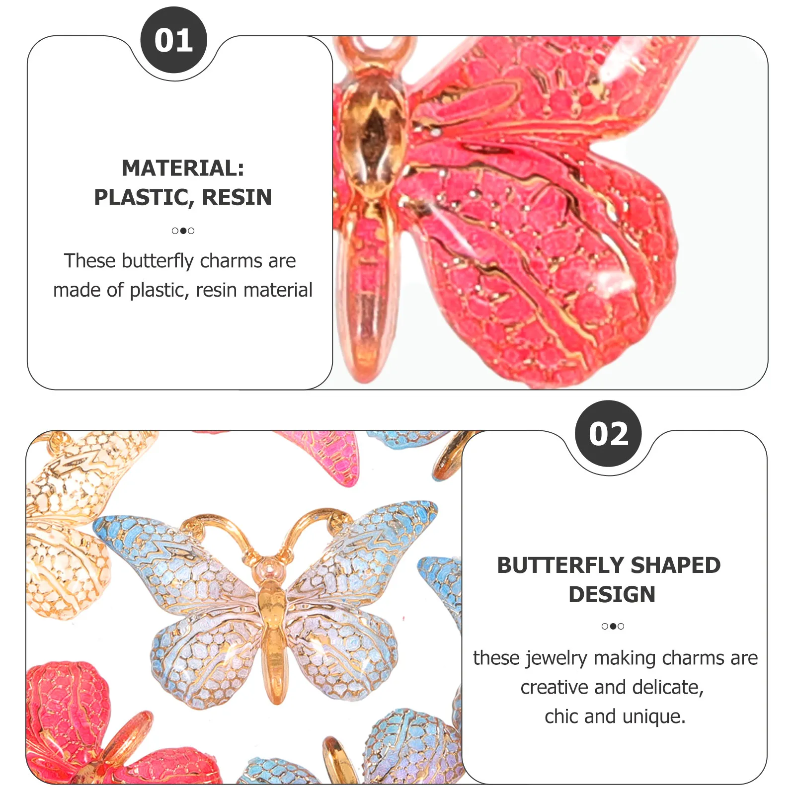 

50 шт. милых подвесок-бабочек для рукоделия, декоративных украшений, изготовления браслетов и кулонов