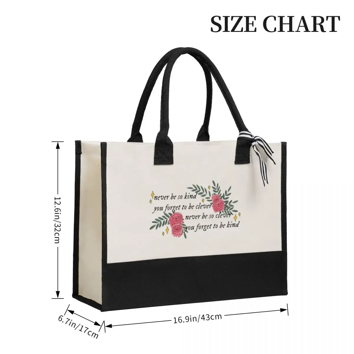 Canvas Gift Shopping Bag Never Be So Kind, You Forget To Be Clever Canvas Large Capacity Bag Customizable Quality Gifts