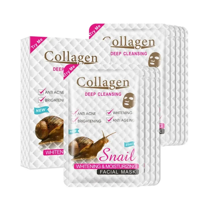 

10pcs Collagen Snail Moisturizing Oil-control Masks Facial Skin Care Mask Beauty Masks Softening Pores Facial Masks